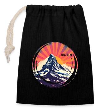 Matterhorn Heights Hiking Zermatt Keepsake Gift - Closable cotton gift bag (14x20cm) - black - Front