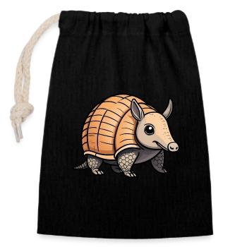 Cute armadillo - Closable cotton gift bag (14x20cm) - black - Front