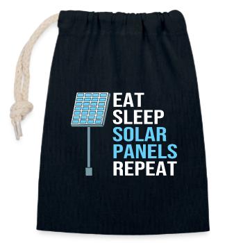 Énergies renouvelables, cellules solaires, photovoltaïque - Sac cadeau en coton avec cordon (14 x 20 cm) - bleu marine - Devant