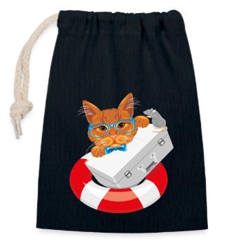 Rescue cats - Closable cotton gift bag (14x20cm) - navy - Front