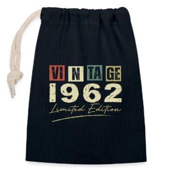 Vintage 1962 Original Cadeau Anniversaire 1962 - Sac cadeau en coton avec cordon (14 x 20 cm) - bleu marine - Devant