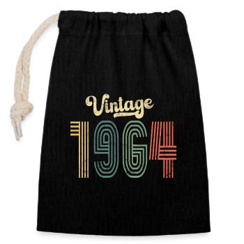 60th Birthday Vintage 1964 - Closable cotton gift bag (14x20cm) - black - Front