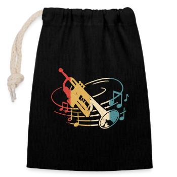 Trumpet Player Musician Trumpeter Orchestra - Closable cotton gift bag (14x20cm) - black - Front