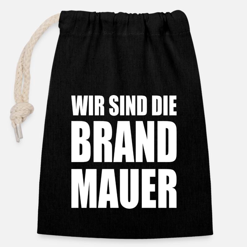 wir sind die brandmauer - Verschließbarer Geschenkbeutel aus Baumwolle (14x20cm) - Schwarz