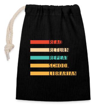Bookworm Library Reading - Closable cotton gift bag (14x20cm) - black - Front