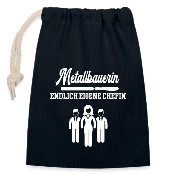 Metallbauerin Chefin Selbstständigkeit Firma - Verschließbarer Geschenkbeutel aus Baumwolle (14x20cm) - Navy - Vorne