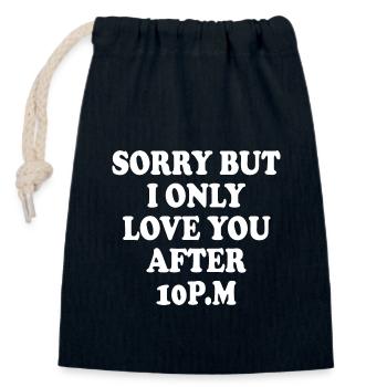 sorry but i only love you after 10pm - Verschließbarer Geschenkbeutel aus Baumwolle (14x20cm) - Navy - Vorne