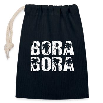 Bora Bora Palm Trees Pacific Palm Island - Closable cotton gift bag (14x20cm) - navy - Front