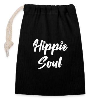 Hippie Soul Peacezeichen - Verschließbarer Geschenkbeutel aus Baumwolle (14x20cm) - Schwarz - Vorne