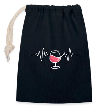 Vin battement de cœur vin rosé vin rouge - Sac cadeau en coton avec cordon (14 x 20 cm) - bleu marine - Devant