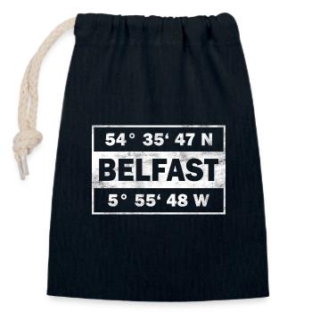 Belfast Coordinates Northern Ireland Belfast - Closable cotton gift bag (14x20cm) - navy - Front