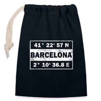 Barcelona Coordinates Spain Capital - Closable cotton gift bag (14x20cm) - navy - Front