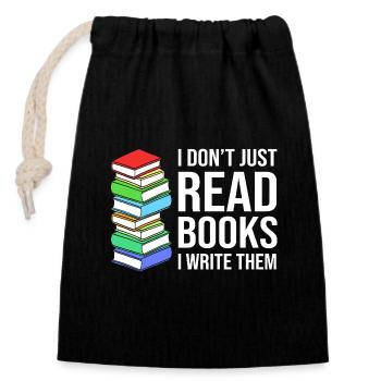 Poetry Poem Author - Closable cotton gift bag (14x20cm) - black - Front