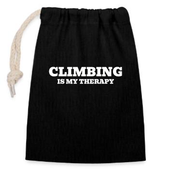 "Climbing is my therapy" Shirt - Closable cotton gift bag (14x20cm) - black - Front