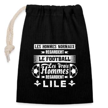LILE - Sac cadeau en coton avec cordon (14 x 20 cm) - noir - Devant