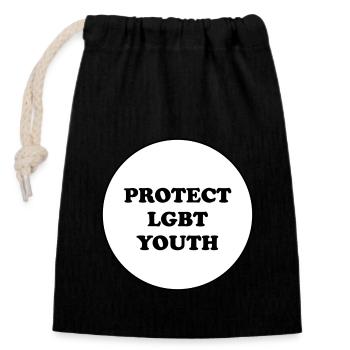 Schutz von LGBT-Jugendlichen - Verschließbarer Geschenkbeutel aus Baumwolle (14x20cm) - Schwarz - Vorne