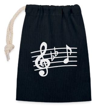 Treble Clef Notes Musician Sheet Music - Closable cotton gift bag (14x20cm) - navy - Front