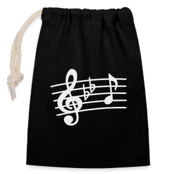 Treble Clef Notes Musician Sheet Music - Closable cotton gift bag (14x20cm) - black - Front