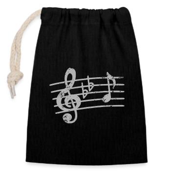 Treble Clef Notes Musician Sheet Music - Closable cotton gift bag (14x20cm) - black - Front