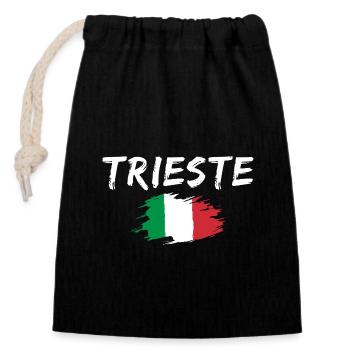 Trieste Italien Flagge Triest - Verschließbarer Geschenkbeutel aus Baumwolle (14x20cm) - Schwarz - Vorne