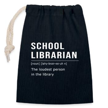 Reading Library Bookworm - Closable cotton gift bag (14x20cm) - navy - Front