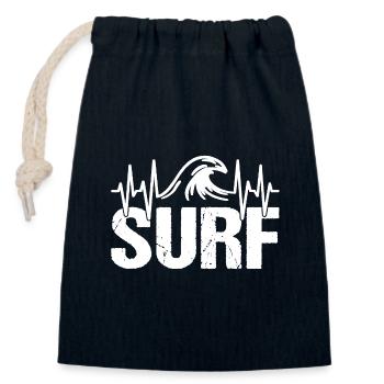 Surfer Heartbeat Wave Surfing - Closable cotton gift bag (14x20cm) - navy - Front
