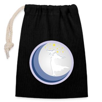 Woman with baby in the moonlight - Closable cotton gift bag (14x20cm) - black - Front