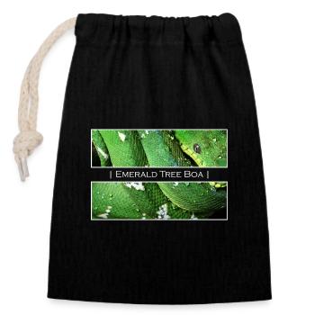Emerald Tree Boa - Sac cadeau en coton avec cordon (14 x 20 cm) - noir - Devant