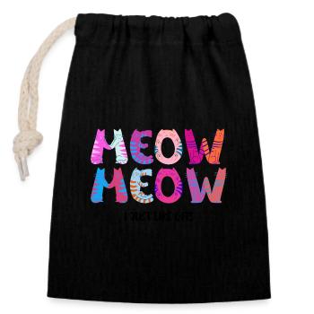 Bunte Cartoon Typografie Niedliche Katze T-Shirt 1 - Verschließbarer Geschenkbeutel aus Baumwolle (14x20cm) - Schwarz - Vorne