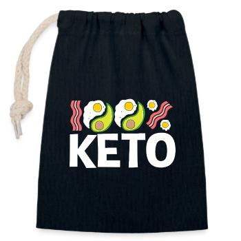 Régime Keto - Sac cadeau en coton avec cordon (14 x 20 cm) - bleu marine - Devant