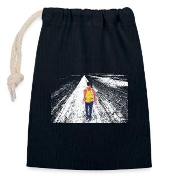 Single Girl - Closable cotton gift bag (14x20cm) - navy - Front