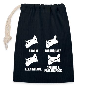Cat - selective perception - saying - Closable cotton gift bag (14x20cm) - navy - Front