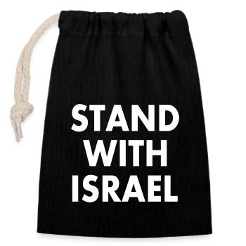 Stand with israel - Closable cotton gift bag (14x20cm) - black - Front