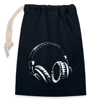 Kopfhörer - Musik - Musik hören - Verschließbarer Geschenkbeutel aus Baumwolle (14x20cm) - Navy - Vorne