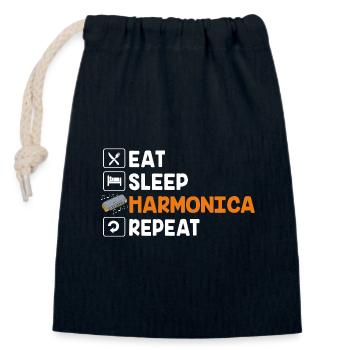 Harmonica Folk Music Folk Festival - Closable cotton gift bag (14x20cm) - navy - Front