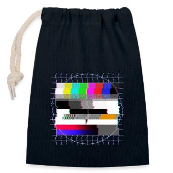 Modèle de test de télévision à tube - déformé - années 80 - Sac cadeau en coton avec cordon (14 x 20 cm) - bleu marine - Devant