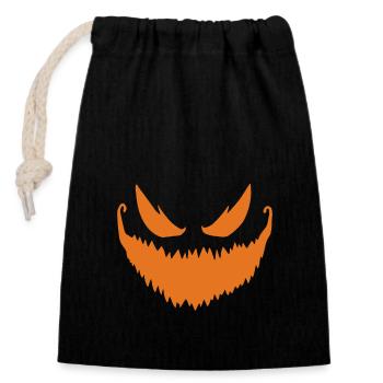 Jack O Lantern Scary Carved Pumpkin Face Halloween - Sac cadeau en coton avec cordon (14 x 20 cm) - noir - Devant