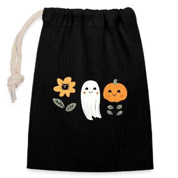 Cute Kids Halloween Adorable Pumpkin, Ghost - Closable cotton gift bag (14x20cm) - black - Front