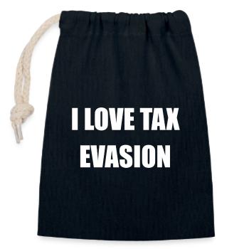 J’adore l’évasion fiscale - Sac cadeau en coton avec cordon (14 x 20 cm) - bleu marine - Devant