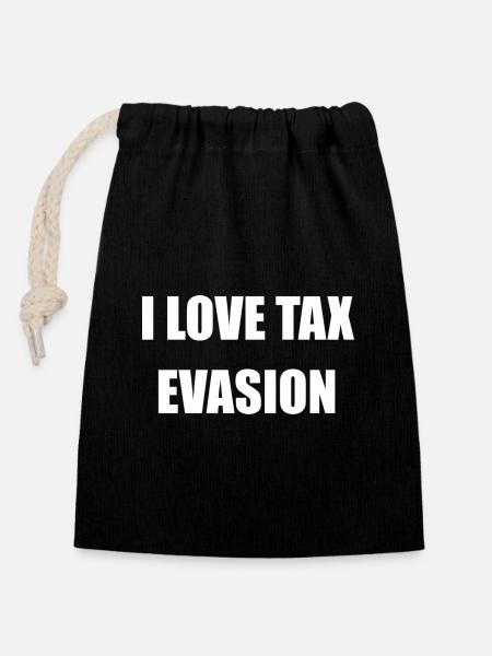 J’adore l’évasion fiscale - Sac cadeau en coton avec cordon (14 x 20 cm) - noir