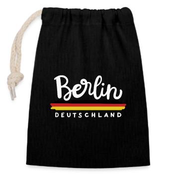 Berlin Deutschland - Verschließbarer Geschenkbeutel aus Baumwolle (14x20cm) - Schwarz - Vorne