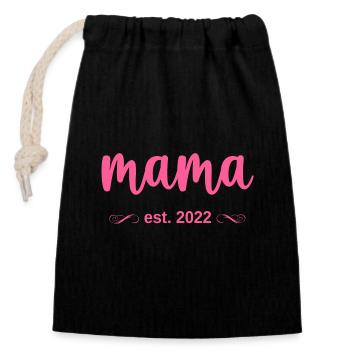 mama est. 2022 - Verschließbarer Geschenkbeutel aus Baumwolle (14x20cm) - Schwarz - Vorne
