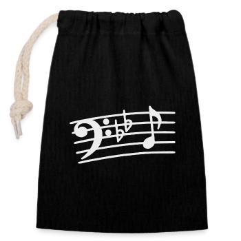 Notes de clé de fa musicien basse bassiste - Sac cadeau en coton avec cordon (14 x 20 cm) - noir - Devant