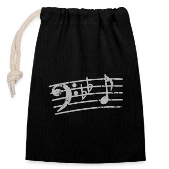 Notes de clé de fa musicien basse bassiste - Sac cadeau en coton avec cordon (14 x 20 cm) - noir - Devant