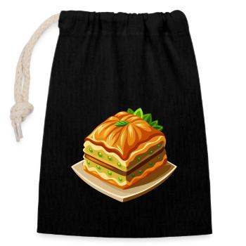 Baklava - Dessert turc - Cadeau - Sac cadeau en coton avec cordon (14 x 20 cm) - noir - Devant