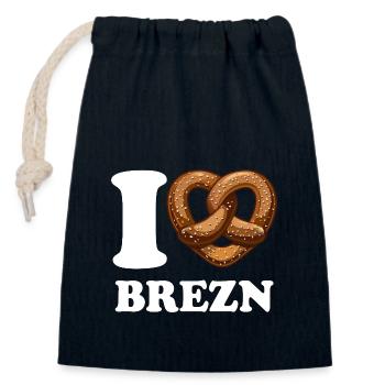 J’aime les bretzels - Coeur - Bretzel - Sac cadeau en coton avec cordon (14 x 20 cm) - bleu marine - Devant