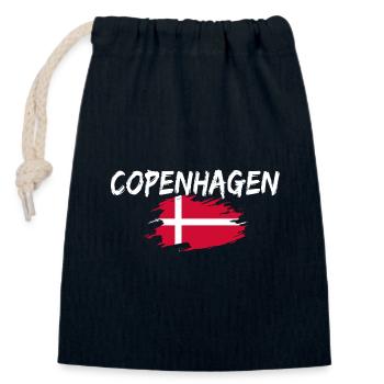 Copenhagen Denmark Flag Copenhagen - Closable cotton gift bag (14x20cm) - navy - Front