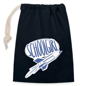 Schoolgirl / erster Schultag / Schulanfänger - Verschließbarer Geschenkbeutel aus Baumwolle (14x20cm) - Navy - Vorne