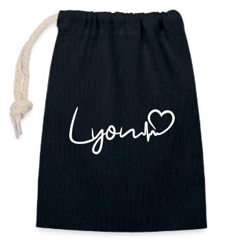 Battement de cœur lyonnais - Sac cadeau en coton avec cordon (14 x 20 cm) - bleu marine - Devant