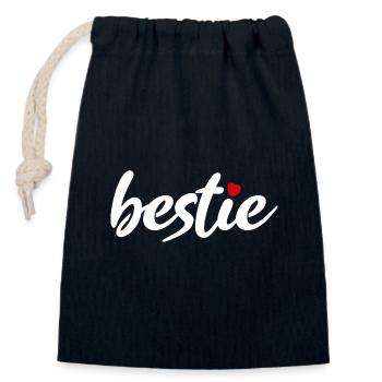 Best Best Best Hearts - Closable cotton gift bag (14x20cm) - navy - Front